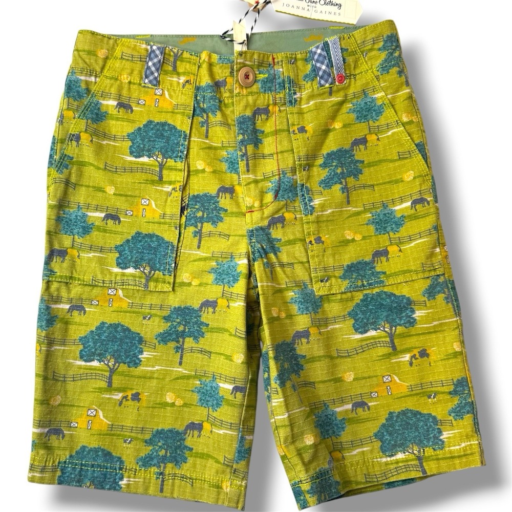 Matilda Jane Boys Shorts Size 10 Farm Print Joanna Gaines Cotton NWT Barn Animal